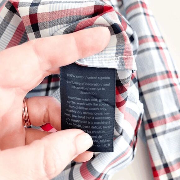 Tommy Hilfiger Womens Long Sleeve Plaid Roll Tab Button Down Top Red XL - Picture 5 of 8